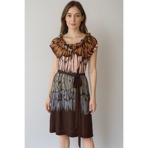 MAX AZRIA Y2K Vintage Silk Butterfly Dress with Tie